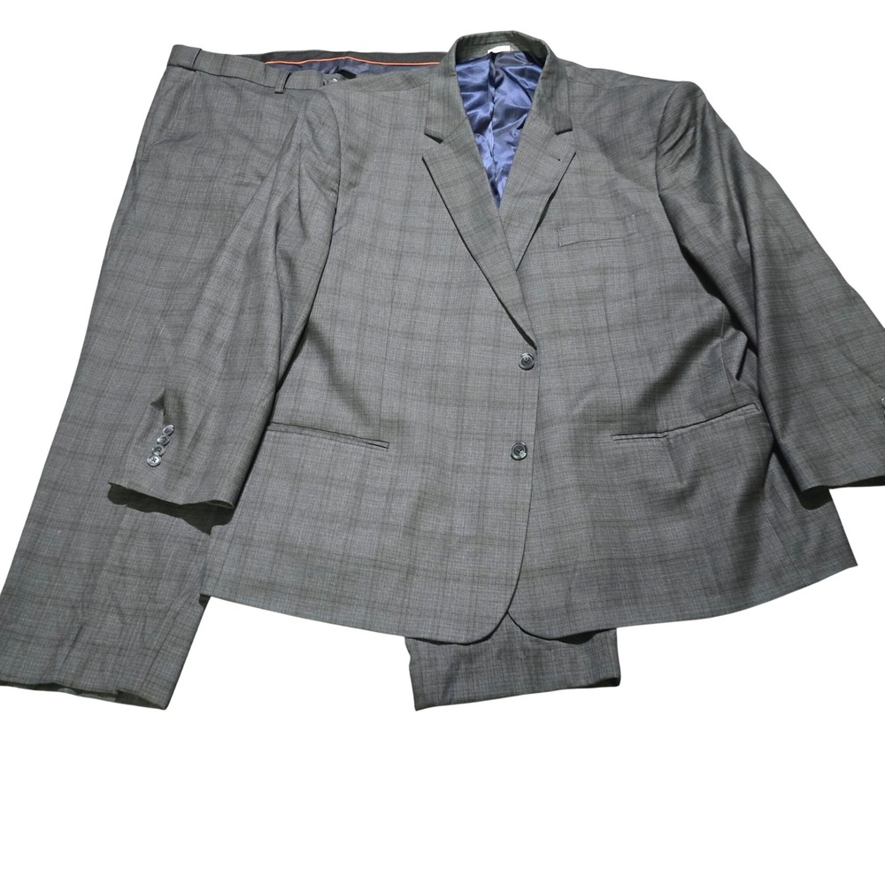 Oak Hill Suit set Mens jacket 56R pants 46x30 Grey Glen Plaid 2-Piece